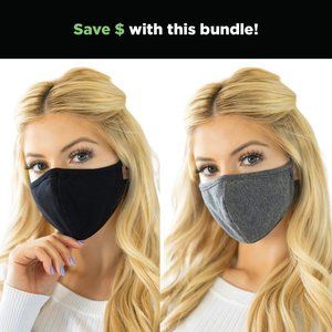 NEW Solid Black & Heather Gray Reusable Face Masks